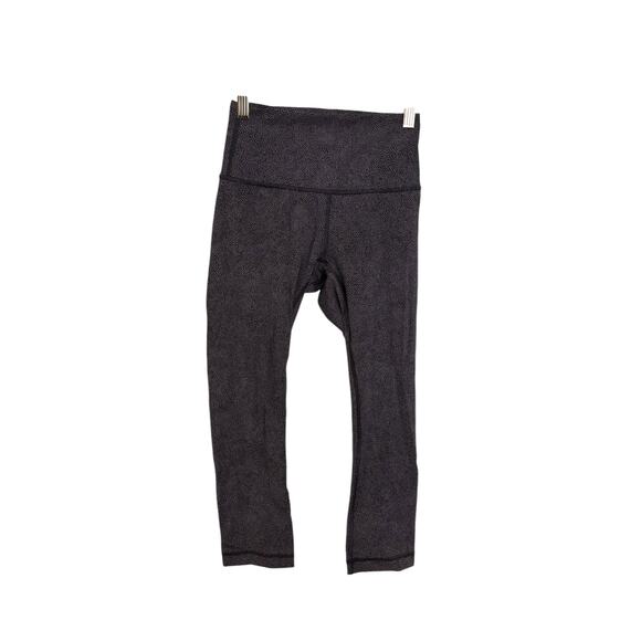 Lululemon Leggings Womens 4 Wunder Under Crop Disperse Dusky Lavender Black - Picture 1 of 3